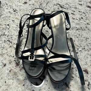 Black strappy wedges